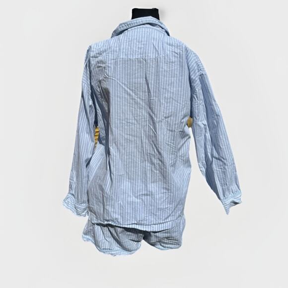 Marigot Amboise Short Pajama Set Sky Blue Striped Size Medium 100% Cotton Summer - Picture 2 of 13